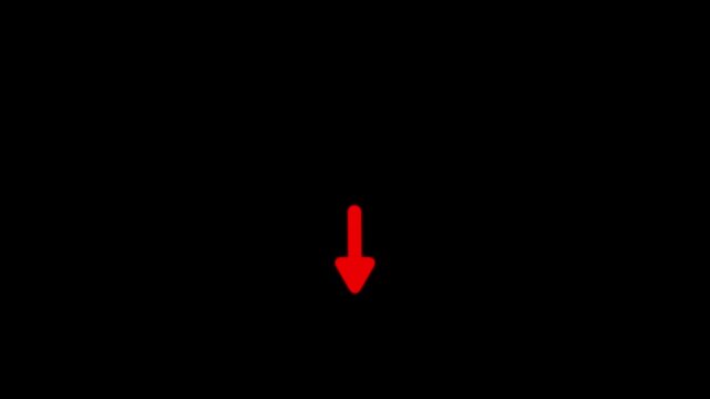 Red arrow pointing down animation on black background, for ui pointer, direction navigation