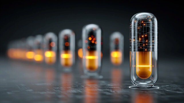 Intelligent pill dispensing healthcare devices concept highlighting automated medication delivery systems remote adherence monitoring frameworks and patient safety technology