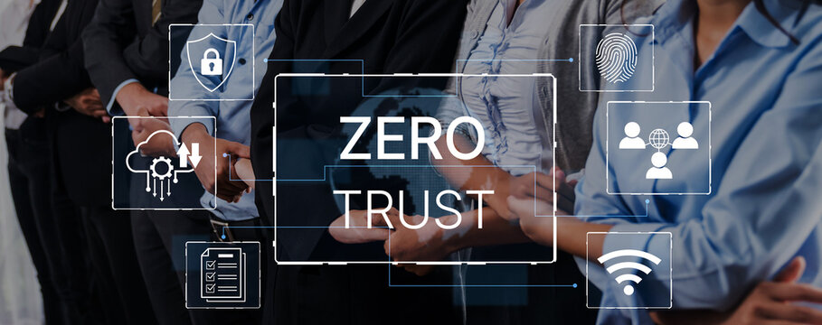 Diverse Business Team Demonstrating Zero Trust Security Concept with Digital Icons and Graphic Elements in Modern Office Environment. Bitwise.