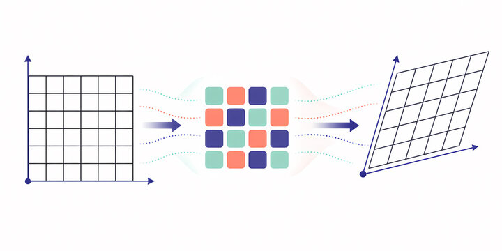 Linear algebra matrix transformation grid illustration