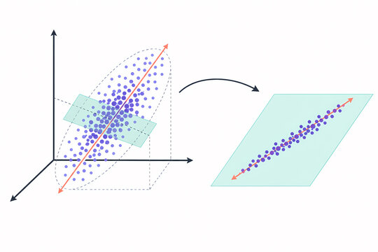 Principal component analysis dimensionality reduction illustration