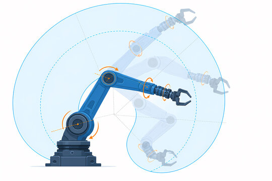 Robotic arm kinematics joint workspace illustration