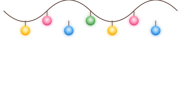 Glowing fairy lights string vector illustration, festive garland decoration