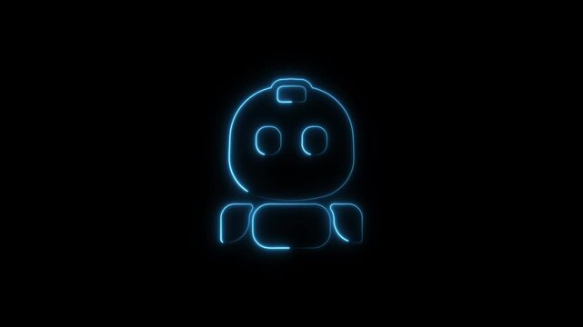 Glowing neon robot animation: futuristic artificial intelligence concept for tech projects