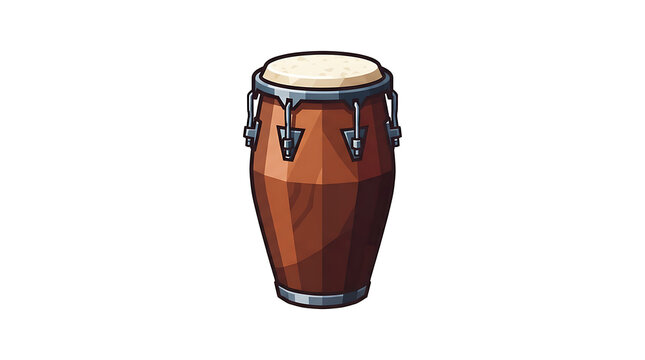 Isolated wooden conga drum percussion instrument vector illustration for musical performance