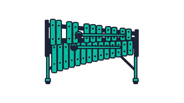 Stylized vector illustration of a teal xylophone icon isolated on white background