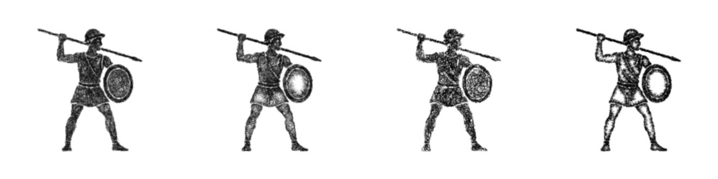 Sketch peltast icon design set
