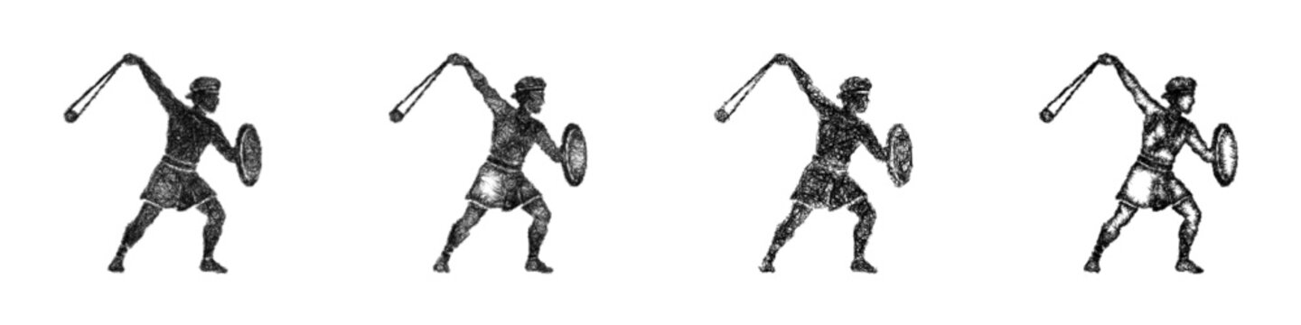 Monochrome sketch slinger icon design set