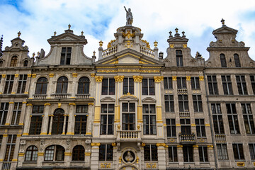 Fototapeta premium Guild houses with gilded Baroque facades at Grand Place, Brussels, Belgium