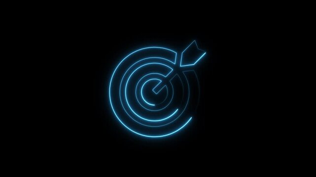 Neon glowing target animation for business strategy and success concepts goal