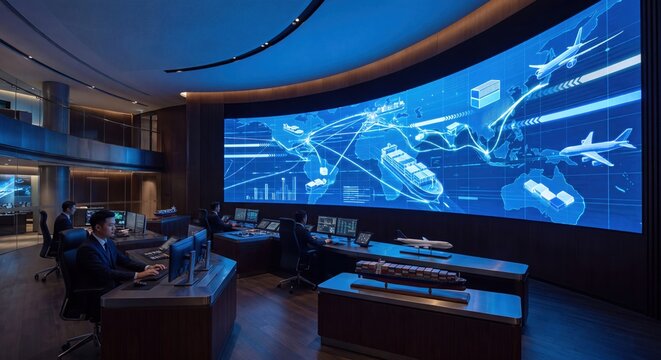 Modern Control Room with Large Display