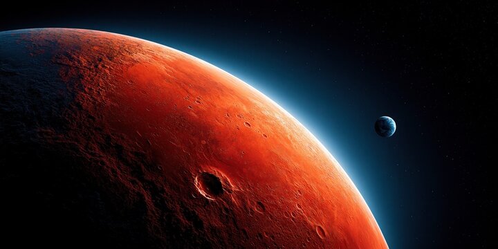Mars and phobos celestial bodies in the vast universe