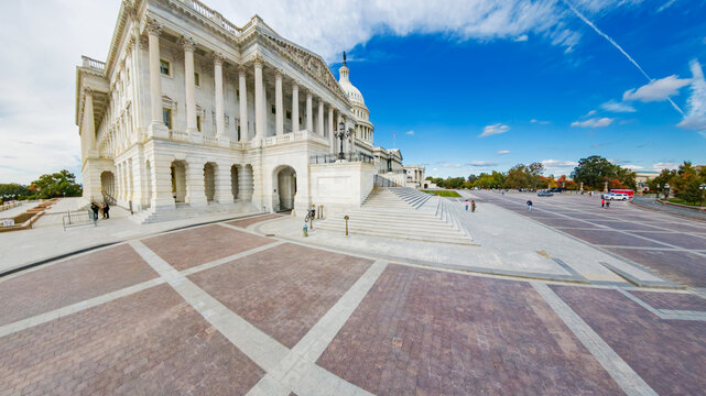 Monumental Capitol Colonnade And Grand Staircase At United States Capitol Washington DC Summer