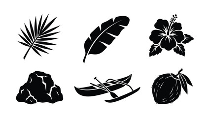 Black tropical plant icons set © MohammadAkib