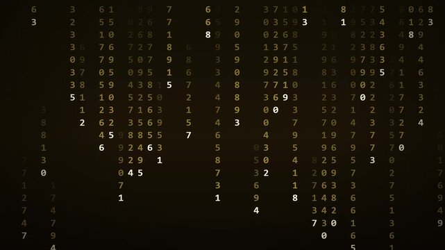 Golden Falling Numbers Data Waterfall &mdash; Finance Luxury Seamless Loop