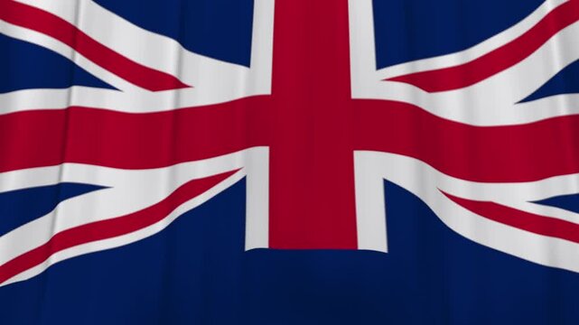 United kingdom flag fabric curtain falling down reveal animation