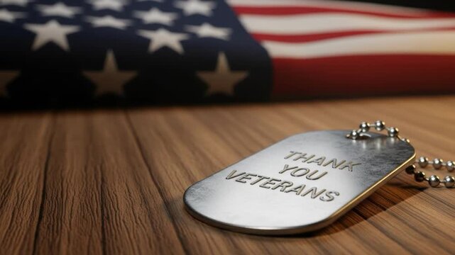 Us military dog tag with american flag background