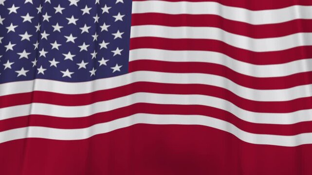 Usa flag fabric curtain falling down reveal animation