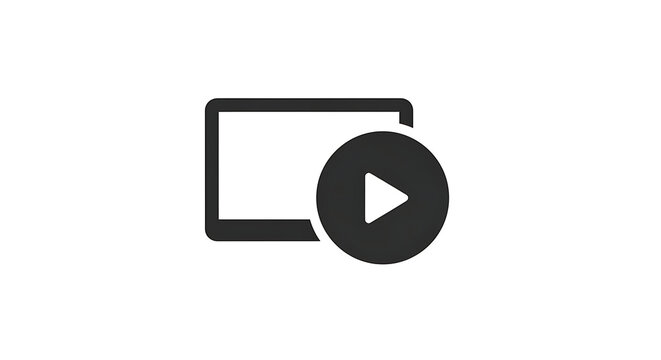 Minimalist digital media player interface icon with player with player
