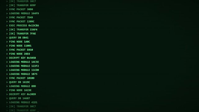 Retro Green Terminal Console with Scrolling Code &mdash; Hacker Seamless Loop