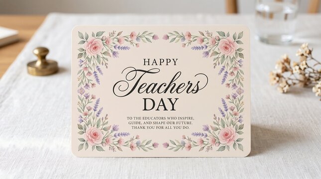A beautifully designed greeting card celebrating the special occasion of happy teachers day