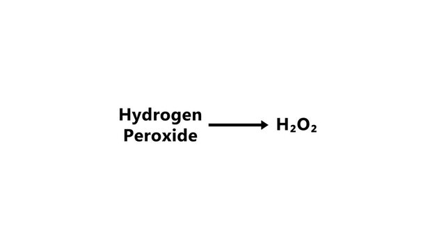 Hydrogen peroxide chemical formula h2 o2 text animation for educational science presentation h2o2 chemistry