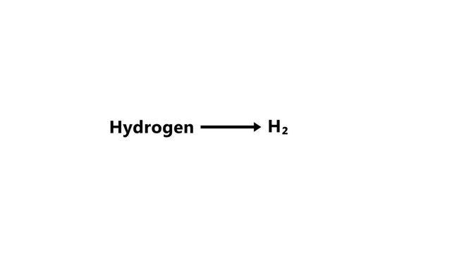 Hydrogen to h2 chemical formula conversion animation on white background, chemistry