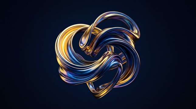 Abstract Metallic Fluid 3D Swirl Luxury Background Design