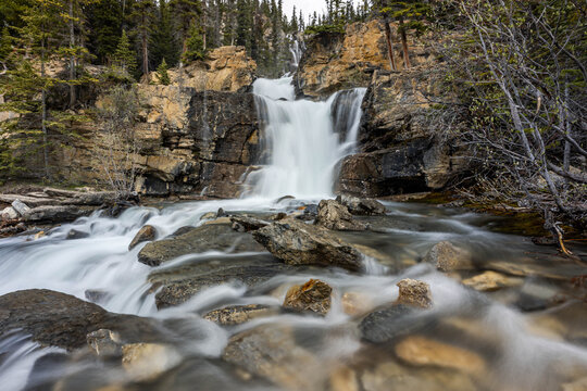 Tangle Creek Falls Cascading Along the Icefields Parkway
