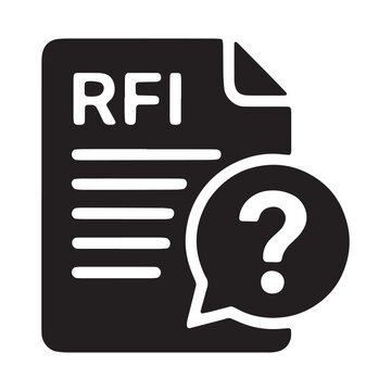 Request for information rfi document icon with speech bubble and question mark information document