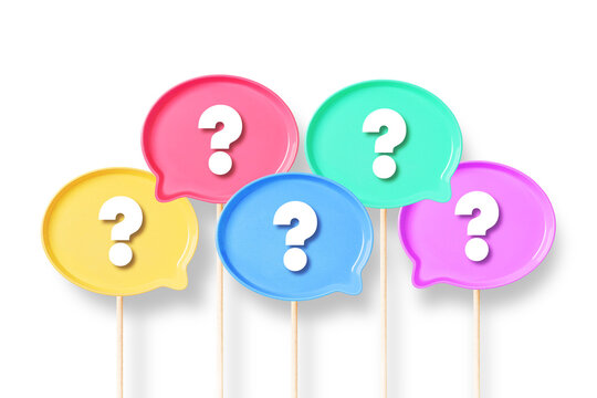 Question Mark design with colorful speech bubbles on white background