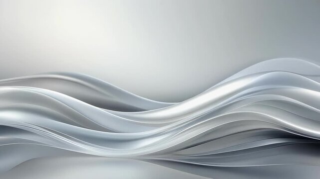 Abstract silver metallic waves flowing smoothly with a reflective surface