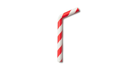Obraz premium Candy cane shaped straw isolated on transparent background for festive drink presentation