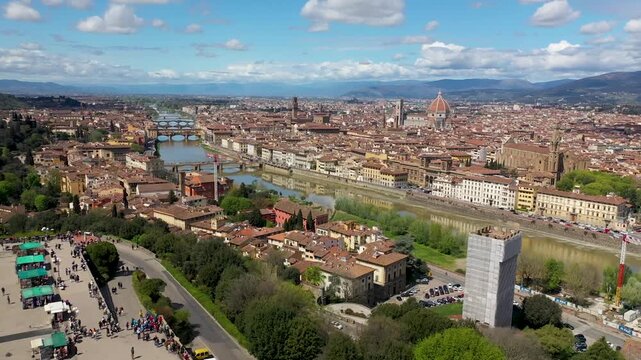 aerial panoramic view of florence italy