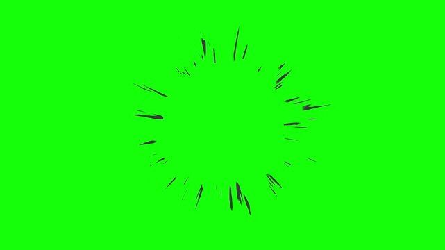 短い黒い線が素早く動く円形集中線／A circular focus line animation featuring short black lines moving rapidly