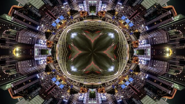 Chongqing cyberpunk city warped pattern