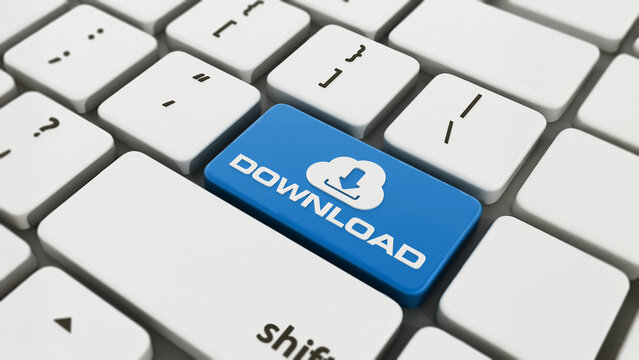 Blue success key on computer keyboard. 3D illustration