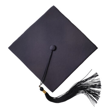 Isolated graduation cap with a black tassel, a symbol of academic achievement and success