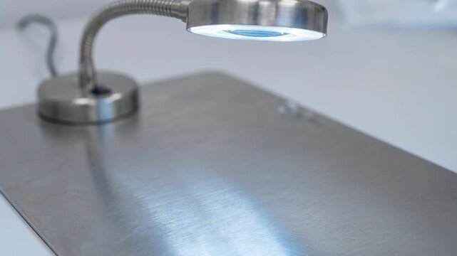 Rapid Test Device with Gloved Hand and Sample Dropper in Laboratory