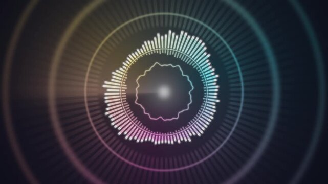 Circular Audio Equalizer Radial Bars Music Visualizer Seamless Loop in subtle cyan tones