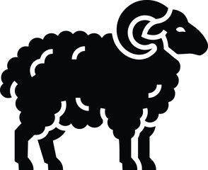 Black silhouette of a ram with curled horns © EPS MAKER