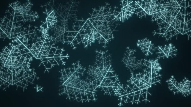 Ice Crystal Frost Growing Dendritic Branches Glowing Cool Blue Winter Abstract Motion Background Seamless Loop in rich teal tones