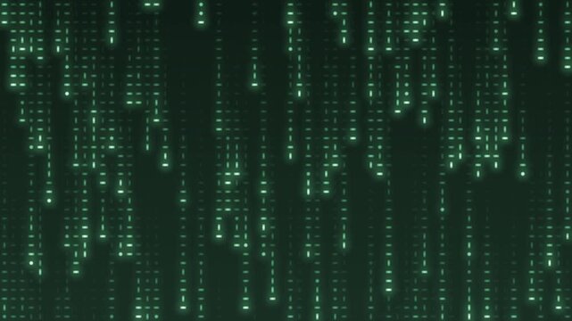 Falling digital code rain glowing streaks seamless loop in calm green tones 2