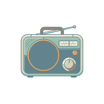 Vintage transistor radio receiver vector icon.