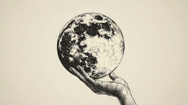 Hand drawn moon