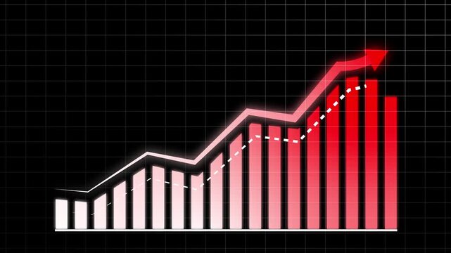 Rising Business Performance Chart with Red Up Arrow Animation