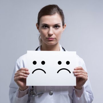 The dual faces of emotional assessment. Creative poster. Doctor