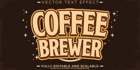 Fototapeta premium Coffee Brewer text effect, editable warm and rustic text style