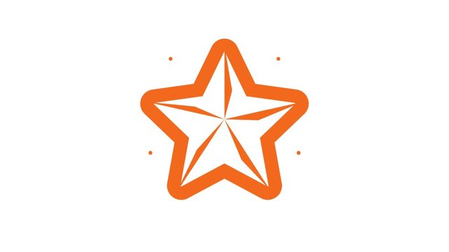 Orange five pointed star icon for rating, success, and quality award on white background