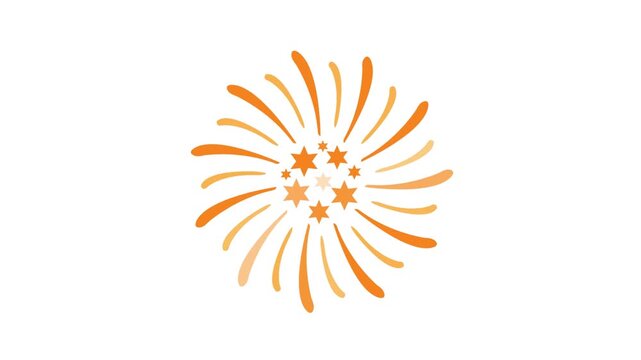 Abstract Orange Sun Burst Illustration with Sparkling Stars on White Background